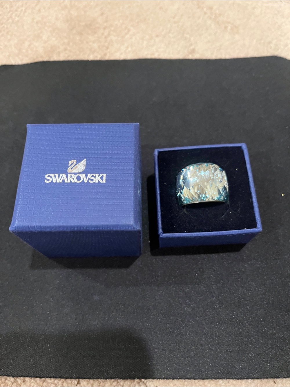 Swarovski Blue Aurora Crystal Statement Ring